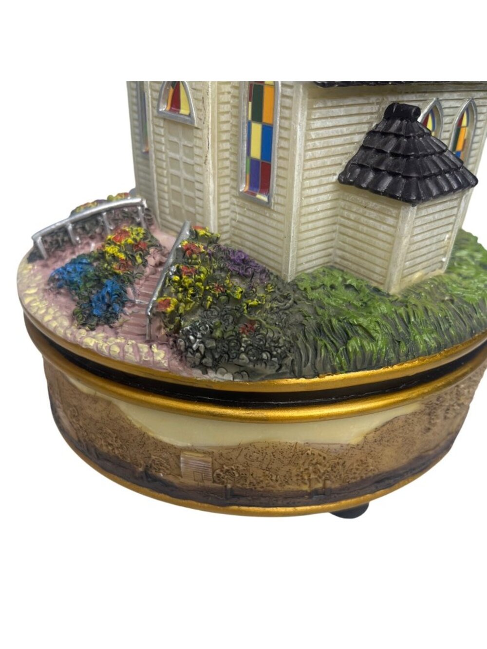 Collections Handcrafted 2010 Church Music Box With Stained Glass Accents - Picture 7 of 10
